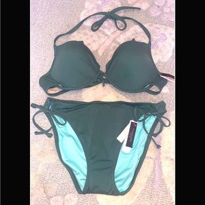 NWT Victoria’s Secret Olive Push-up Bikini 38C Top AND Bottom XL